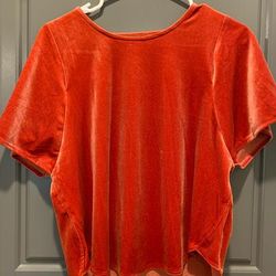 Madewell Tops | Madewell Velvet Short Sleeve Top | Color: Orange | Size: S