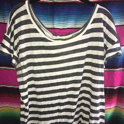 J. Crew Tops | J.Crew Striped Button Back T-Shirt | Color: Gray/White | Size: Xl