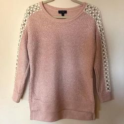 Jessica Simpson Sweaters | Jessica Simpson Pink Sweater Embroidered Sleeves | Color: Cream/Pink | Size: Xs