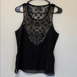 American Eagle Outfitters Tops | American Eagle Black Lace Tank Top | Color: Black | Size: M