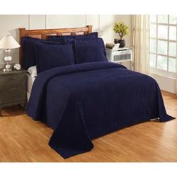 Better Trends Jullian Collection in Bold Stripes Design Bedspread by Better Trends in Navy (Size QUEEN)
