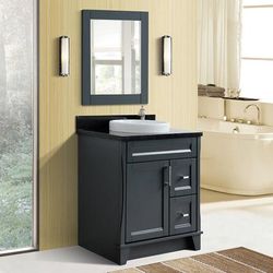 "31" Single sink vanity in Dark Gray finish with Black galaxy granite with round sink - BellaTerra 400700-31-DG-BGRD"