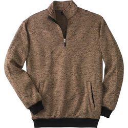 Men's Big & Tall Quarter Zip Sweater Fleece by KingSize in Brown Marl (Size 2XL)