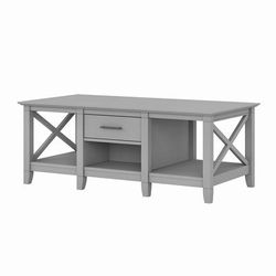 Bush Furniture Key West Coffee Table with Storage in Cape Cod Gray - Bush Furniture KWT148CG-03