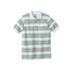 Men's Big & Tall Shrink-Less Pocket Piqué Polo by Liberty Blues in White Stripe Multi (Size XL)