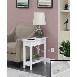 American Heritage Flip Top End Table with Charging Station - Convenience Concepts 7105089W