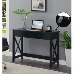 Oxford 42 inch Desk with Charging Station - Convenience Concepts 303446BL