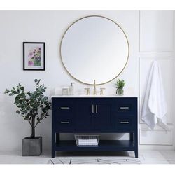 48 inch Single Bathroom Vanity in Blue with Backsplash - Elegant Lighting VF16048BL-BS