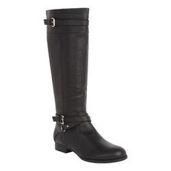 Wide Width Women's The Janis Regular Calf Leather Boot by Comfortview in Black (Size 9 1/2 W)