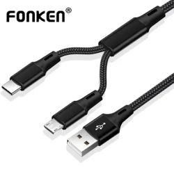 FONKEN 2 en 1 câble USB Micro USB type C câbles chargeur rapide tablette téléphone cordon de Charge