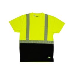 Berne HVK017 Hi-Vis Class 2 Color Blocked Pocket T-Shirt in Hi Vis Yellow size 2XL