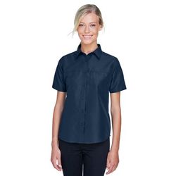 Harriton M580W Women's Key West Short-Sleeve Performance Staff Shirt in Navy Blue size XS | Polyester