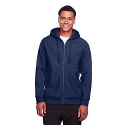 Team 365 TT95 Men's Zone HydroSport Heavyweight Full-Zip Hooded Sweatshirt in Sport Dark Navy Blue size XL | Cotton Polyester