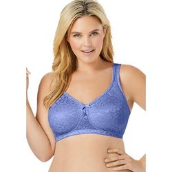 Plus Size Women's Jacquard Wireless Bra by Comfort Choice in Blue Violet (Size 40 D)