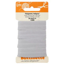 buttinette Biais élastique, gris clair, largeur : 2 cm, 5 m