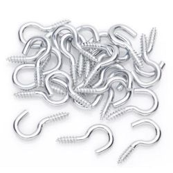 Crochets à visser, argenté, 24 pièces