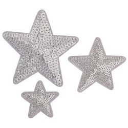 buttinette Écussons à paillettes « étoiles », argenté, 3 pièces