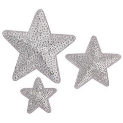 buttinette Écussons à paillettes « étoiles », argenté, 3 pièces