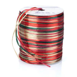 Raphia "couleur nacrée", 50 m, rouge/vert/doré