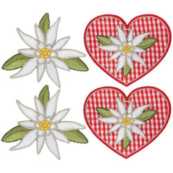 buttinette Écussons "edelweiss", 5 - 6,5 cm, 4 pièces