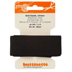 buttinette Ruban élastique large, noir, largeur : 40 mm, longueur : 5 m