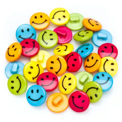 buttinette Boutons "visage souriant", 15 mm Ø, 30 pièces