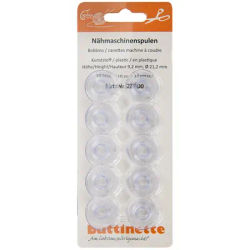 buttinette Canettes pour machine à coudre à boîtier horizontal, 21,2 mm Ø, hauteur : 9,2 mm, 10 pcs.