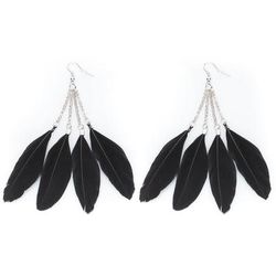 buttinette Boucles d'oreilles "plumes", noir