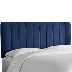 Wesley Channel Seam Headboard by Skyline Furniture in Velvet Navy (Size KING)