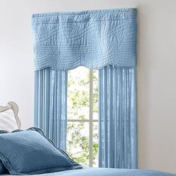 Florence Panel Set with Tiebacks by BrylaneHome in Sky Blue Curtain