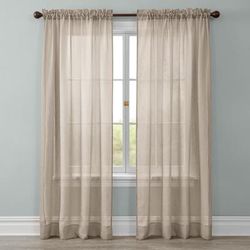 Wide Width BH Studio Crushed Voile Rod-Pocket Panel by BH Studio in Ecru (Size 51" W 63" L) Window Curtain