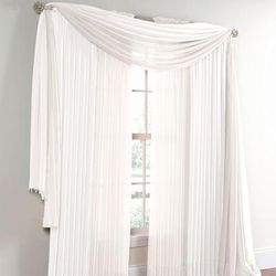 Wide Width BH Studio Sheer Voile Scarf Valance by BH Studio in White (Size 40" W 144"L) Window Curtain