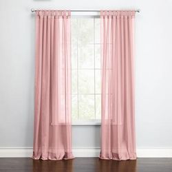 Wide Width BH Studio Sheer Voile Tab-Top Panel by BH Studio in Pale Rose (Size 60" W 84" L) Window Curtain