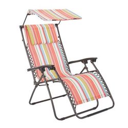 350 lbs. Weight Capacity Zero Gravity chair with Canopy by BrylaneHome in Multi Stripe Folding Patio Lounger Chair