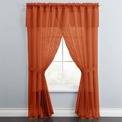 Wide Width BH Studio Sheer Voile 5-Pc. One-Rod Curtain Set by BH Studio in Autumn Leaves (Size 96" W 84" L) Window Curtain