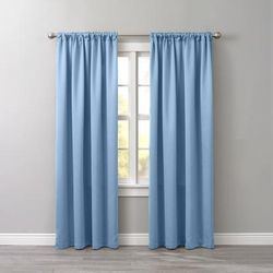 Wide Width BH Studio Room-Darkening Rod-Pocket Panel by BH Studio in Powder Blue (Size 54" W 72" L) Window Curtain