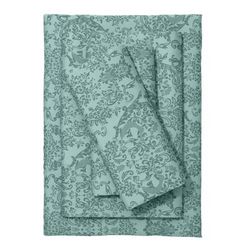 Printed Damask 6-PC. Sheet Set by BrylaneHome in Seaglass Damask (Size KING)