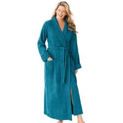 Plus Size Women's Long Terry Robe by Dreams & Co. in Deep Teal (Size L)