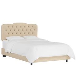 Velvet Tufted Bed by Skyline Furniture in Velvet Pearl (Size TWIN)