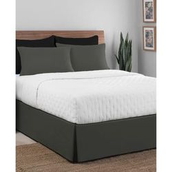 Luxury Hotel Classic Tailored 14" Drop Grey Bed Skirt by Levinsohn Textiles in Grey (Size CALKNG)