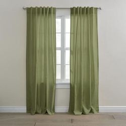 Wide Width Poly Cotton Canvas Back-Tab Panel by BrylaneHome in Sage (Size 48" W 84" L) Window Curtain