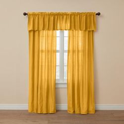 Poly Cotton Canvas Rod-Pocket Valance by BrylaneHome in Ochre Solid Window Curtain