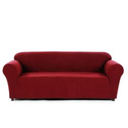 Embossed Stretch 1-Pc. Slipcover by Classic Slipcovers in Burgundy (Size SOFA)