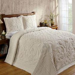 Ashton Collection Tufted Chenille Bedspread by Better Trends in Ivory (Size QUEEN)