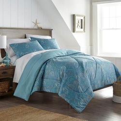 Seersucker Comforter Set by Shavel Home Products in Seashells (Size KING)