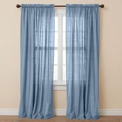 Wide Width Poly Cotton Canvas Rod-Pocket Panel by BrylaneHome in Carolina Blue (Size 48" W 63" L) Window Curtain Drape
