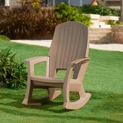 Oversized 600 lbs. Weight Capacity Resin Rocker by BrylaneHome in Taupe
