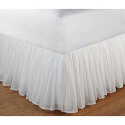 Cotton Voile Bed Skirt 18" by Greenland Home Fashions in White (Size QUEEN)