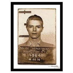 David Bowie Mugshot - White / Black - 14x18 Framed Print by Venice Beach Collections Inc in White Black