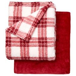 Fleece Blanket + Free Throw by BrylaneHome in Cabernet (Size KING)